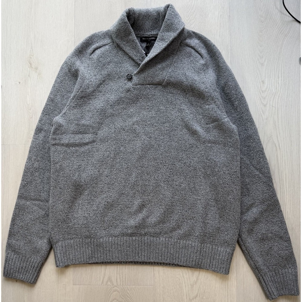 Banana Republic x Repreve Gray Shawl Collar Button Sweater Men Large NWT